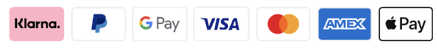 Accepted payment methods: Klarna, PayPal, Google Pay, Visa, Mastercard, Amex, Apple Pay